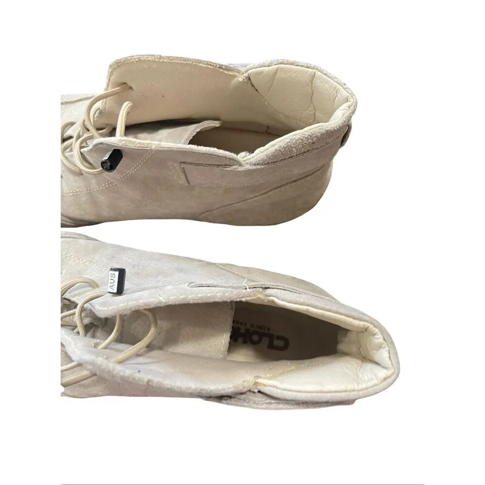 Clohoo Mens Beige Suede Non Slip Ankle Chukka Boots Comfort Shoes Size 42